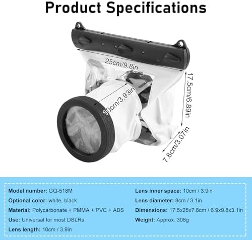 Yoidesu DSLR Camera Univeral Waterproof Underwater Housing Case Pouch Bag,20-Meters Dving Case Bag Cover for Canon Nikon and Other DSLR Cameras (White) - Image 3