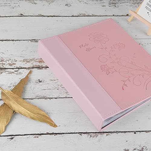 Photo Album 8x10 Clear Pages Pockets Leathe Cover Slip Slide in Photo Album Holds 100 Vertical 8x10 Photos Picture Book for Wedding Family (Pink) - Image 5