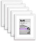 Americanflat 8x10 Picture Frame 5-Pack - Matted to 5x7 - White by Americanflat