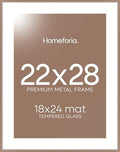 Homeforia 22x28 Mocha Poster Frame, High-End Metal, 18x24 Mat, Glass by Homeforia