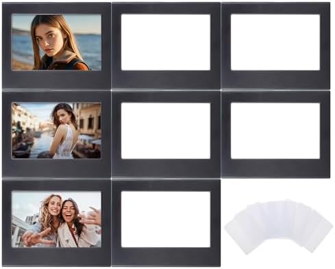 8 Packs Magnetic Photo Frame for WIDE EVO/400/300/210 Instant Camera Film, 4.25x3.38 In Photo Refrigerator Magnet Frame - Display Small Picture Frame for Instax WIDE Camera Film - Black by HIYQIN