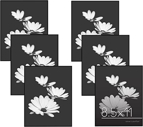Americanflat Front Loading 8.5x11 Picture Frame with Shatter-Resistant Glass - Set of 6 - Metropolitan Collection - Photo Frame for Tabletop and Wall Display - Black by Americanflat