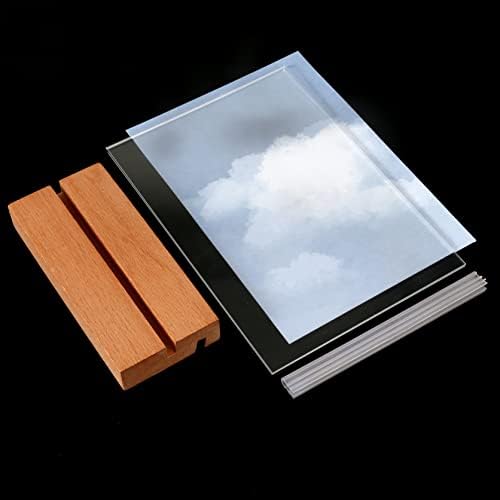 TONICE 8.5 x 11 Acrylic Sign Holder with Wood Base 5 Pack L/T Shape Vertical or Slant Back Display for Wedding, Restaurant, Store, Office, Hotel - Image 4
