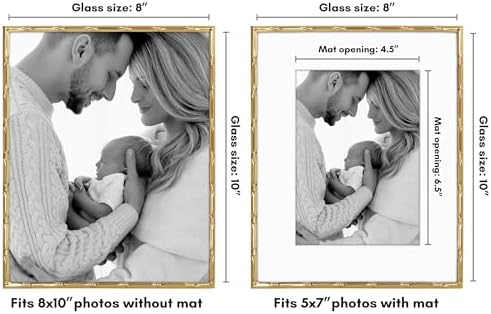 Americanflat 8x10 Bamboo Picture Frame - Matted to 5x7 - Metal - Gold - Image 2