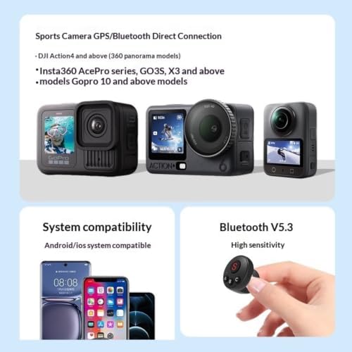 Bluetooth Remote Control for DJI Osmo Action 6/Osmo Action 5 Pro/Action 4/DJI OSM0 360 Cameras, Wireless 10M Remote Control Range Smart Action Accessories (Black) - Image 3