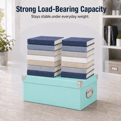 GUOZI Collapsible Storage Box, Decorative Memory Box with Lid & Metal Reinforced Corners, Cardboard File Bin with Handles, Organizer Gift Box for Keepsake Toy Photos Office Nursery Wardrobe Bookshelf - Image 5