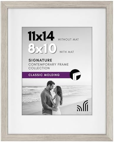 Americanflat 11x14 Picture Frame with Shatter-Resistant Glass - Use as 8x10 Frame with Mat or Display 11x14 Photo Without Mat - Signature Collection - Picture Frames for Wall Display - Driftwood by Americanflat