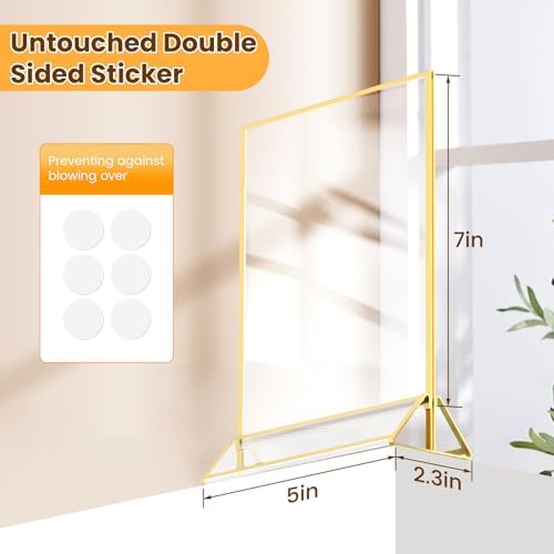 Acrylic Sign Holder 5X7 Double-sided Gold Frames ，6 Pack - Image 2