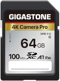 【5-Years Data Recovery】 GIGASTONE 64GB SD Card, 4K Camera Pro, Speed Up to 155MB/s, UHS-I A1 V30 SDXC Memory Card 4K UHD Video Compatible with Digital Camera, with 1 Mini Case by Gigastone