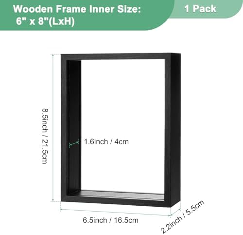 M METERXITY 1-Pack Dried Flower Frame, 6 x 8 Inch Double Acrylic Wooden Dried Flower Photo Floating Frame for Tabletop/DIY/Handicrafts [Black] - Image 3