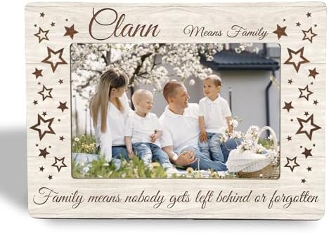 Irish Family Picture Frame - lrish Gaelic Clann Gifts, Family Wooden Photo Frame 4x6, Gift for Mom Dad Grandma Grandpa by Unknown