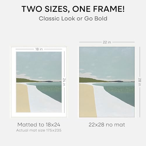 Homeforia 22x28 White Oak Poster Frame, High-End Wood, 18x24 Mat, Glass - Image 2