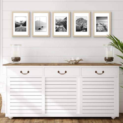 Americanflat 8x12 Picture Frame 5-Pack - Matted to 6x8 - Natural Oak - Image 5