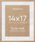 Homeforia 14x17 Natural Oak Picture Frame, High-End Wood, 11x14 Mat, Glass by Homeforia