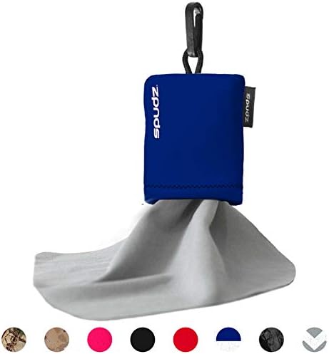 SPUDZ Classic Microfiber Lens Cleaner – Clip-On Pouch, Washable – for Binoculars, Scopes, Glasses, Screens | Classic | Navy Blue, 10 x 10 Inch - Image 2