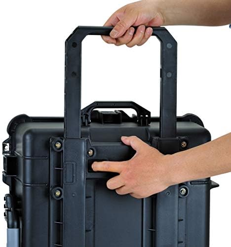 MEIJIA Rolling Waterproof Hard Protective Case, Hard Camera Case with Retractable Pull Handle and Wheels,Customizable Fit Foam Inserted, Black, 22.83 x 17.91 x 10.31 inches - Image 6