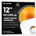 TAKMORK 12" Vinyl Record Inner Paper Sleeves, 33 RPM, 80gsm, White, 50pcs by TAKMORK