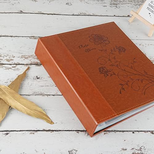 Photo Album 8x10 Clear Pages Pockets Leathe Cover Slip Slide in Photo Album Holds 50 Vertical 8x10 Photos Picture Book for Wedding Family (Brown) - Image 5