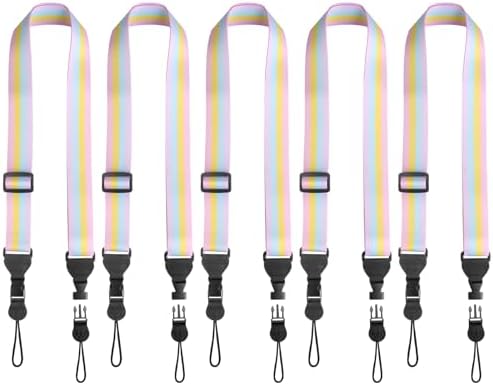 FIEIL 5 Pack Adjustable Shoulder Strap, Nylon Camera Strap, Comfortable Neck Strap for iPad, Cellphone Tablet, Camera, Laptop, Binocular, Luggage Bag (Rainbow Colors Universal Lanyard) by FIEIL