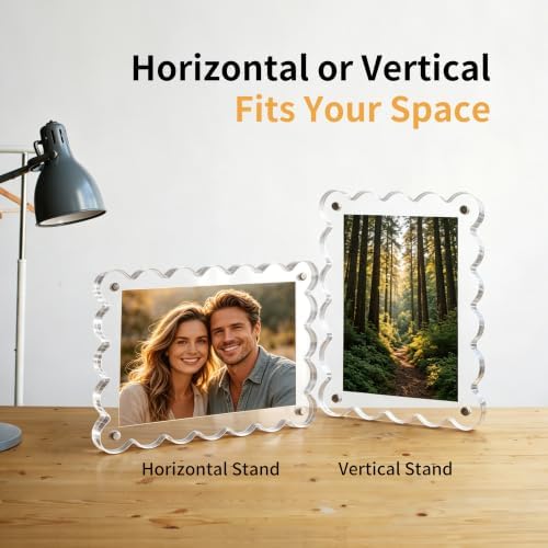 3Pack 5x7 Inch Scalloped Edge Design Acrylic Magnetic Picture Frames - Image 6