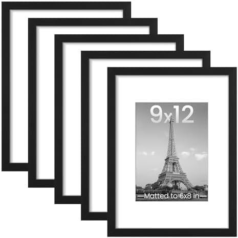 upsimples 9x12 Picture Frame, Gallery Wall Frames Set of 5, Black by upsimples