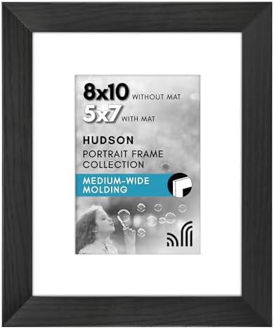 Americanflat 8x10 Picture Frame - Matted to 5x7 - Engineered Wood - Black by Americanflat