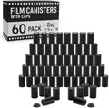 Film Canisters With Caps, Coin Storage, 35mm Case, Black, 8oz, 60 Pack by Houseables