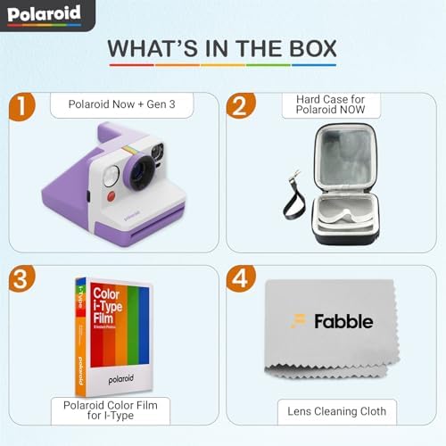 Polaroid Now Generation 3 I-Type Instant Camera (Purple) Bundle with Color I-Type Film (8 Exposures), Hard Protective Case, and Wrist Strap - Image 2