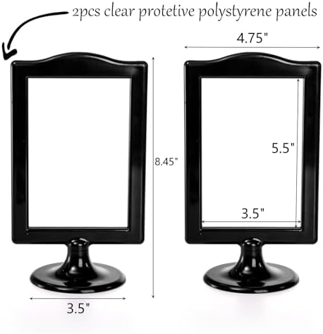 Lawei 10 Pack Double Sided Standing Picture Frames, 4x6 Inch Plastic Pedestal Photo Frame Bulk, Two Sided Vertical Picture Holder with Inserts & Base, Black Display Frame for Wedding Table Number Menu - Image 2