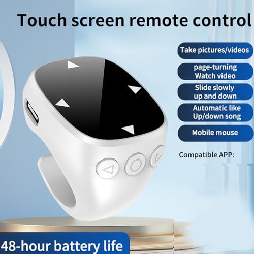 Tangxi Phone Scrolling Ring Remote Control, Wireless Page Turner for Phone Tablet Camera, Bluetooth 5.3 Air Finger Ring Mouse with a Touchpad (White) - Image 3