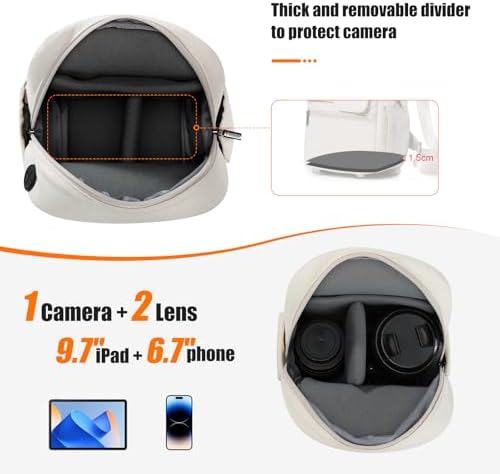 Cwatcun Camera Bag Crossbody Shoulder Messenger Camera Case, Lightweight DSLR/SLR/Mirrorless Photography Bag with Tripod Holder and Rain Cover for Canon, Nikon, Sony, Fuji Cameras, Lens Accessories - Image 3
