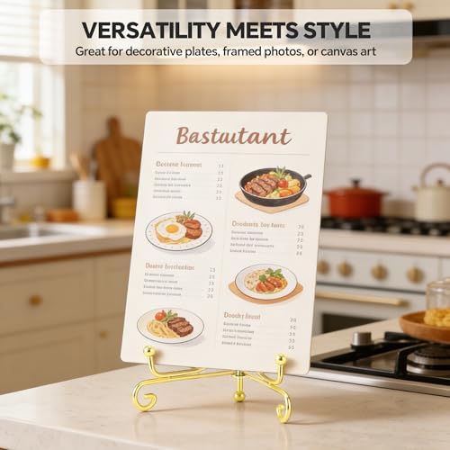 Artliving Plate Stands for Display, 6 Inch Decorative Plate Holder, Metal Picture Stand for Table, Small Easels for Display Card, Photo, and PSA Slab - Ideal for Party and Wedding (Gold, 4 Pack) - Image 3