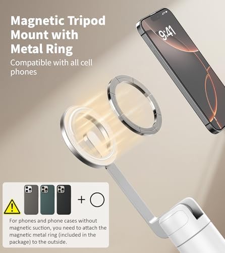 TONEOF 68" Magnetic Aluminum Phone Tripod Selfie Stick for iPhone & Android - Image 2