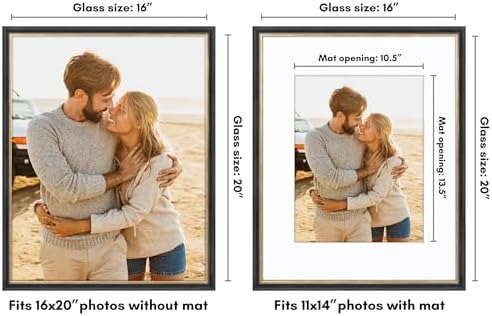 Americanflat 16x20 Vintage Picture Frame - Matted to 11x14 - Black & Gold - Image 2
