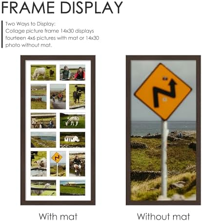 DUENPY 14x30 Collage Frame For 14 4x6 Photos Walnut - Image 4