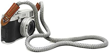 DOROM Vintage Handmade Cotton Leather Rope Camera Neck Strap for Micro Single and DSLR Camera Long Silver by Unknown