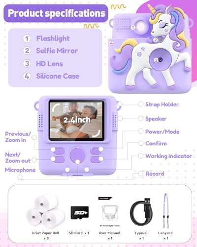 Kids Camera Instant Print,1080P Digital Camera Toy for 3-8 Years Old Girls - Image 6