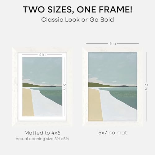 Homeforia 5x7 White Oak Picture Frame, High-End Wood, 4x6 Mat, Glass - Image 2