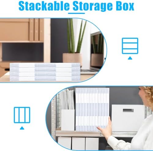 SAYEEC Portable Project Case A4 Plastic Transparent File Storage Box for 8.5"x11" Paper Slim Photo Art Craft Storage Container Scrapbook Document Organizer Magazine Protector for Office School (White) - Image 4