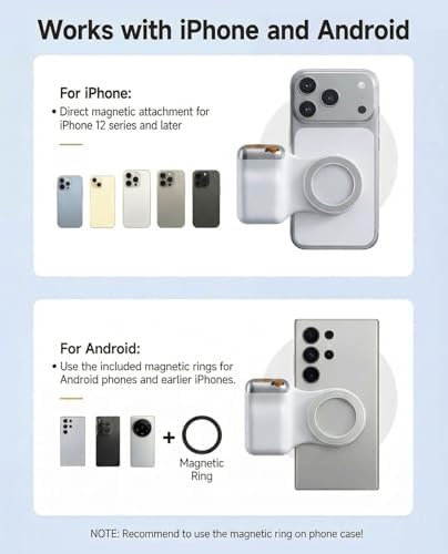 Magnetic Phone Camera Grip, DSLR Style Smartphone Handle Holder, Ergonomic Fun Shot Shutter Grip for iPhone & Android with Detachable Wireless Shutter Button for Photography & Video - Image 6