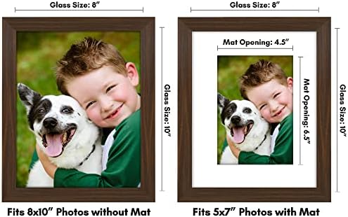 Americanflat 8x10 Picture Frame with Shatter-Resistant Glass - Use as 5x7 Frame with Mat or Display 8x10 Photo Without Mat - Signature Collection - Picture Frames for Tabletop and Wall - Walnut - Image 2