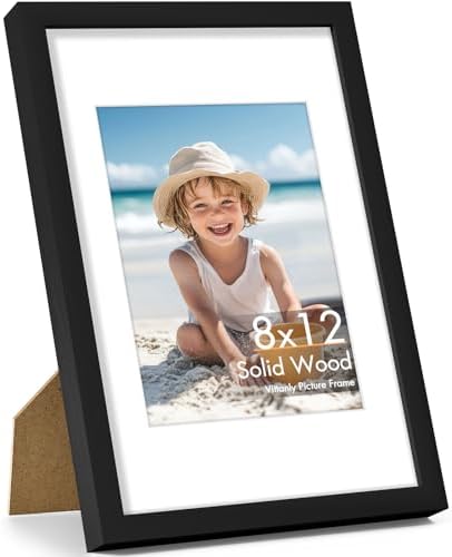 Vittanly 8x12 Picture Frame Made of Solid Wood for Wall & Tabletop, Black by Vittanly