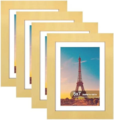 5x7 Picture Frame Set of 4 with Real Glass, Wall & Tabletop Display by SZYUU