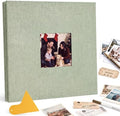Self-Adhesive Scrapbook Album 11 × 10.6 In, Linen Cover, Sage Green by Prudiut