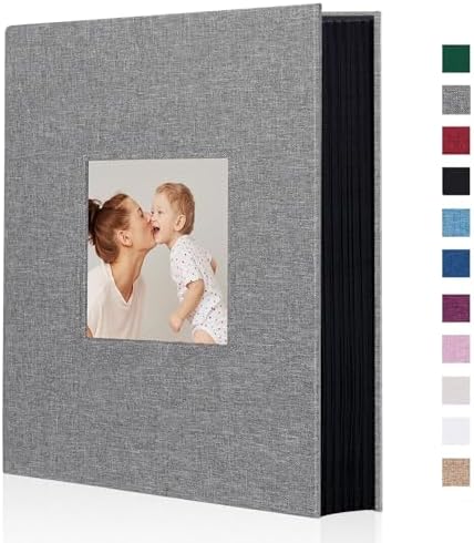 Artmag Fabric Photo Album 4x6 300 Large Capacity for Family Wedding Anniversary Linen Album Holds 300 Horizontal Photos (300 Pockets, Grey) by Artmag