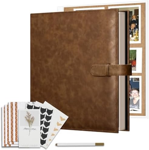 Vienrose 13"x11" Scrapbook Album Gift Set Faux Leather DarkBrown 60 Pages by Vienrose
