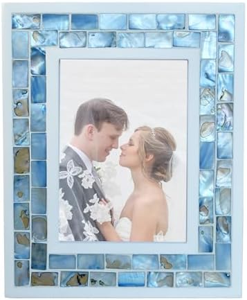 5x7 Mother of Pearl Picture Frame Beach, Blue Grey, 1pc by GIFTME5