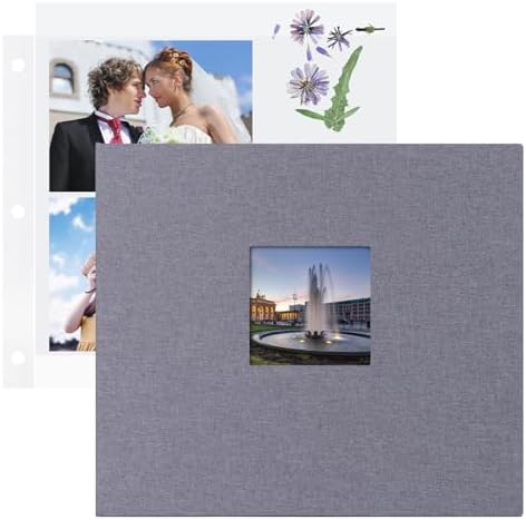 1DOT2 12x12 Inch 3 Ring DIY Scrapbook Photo Album, Gray by 1DOT2