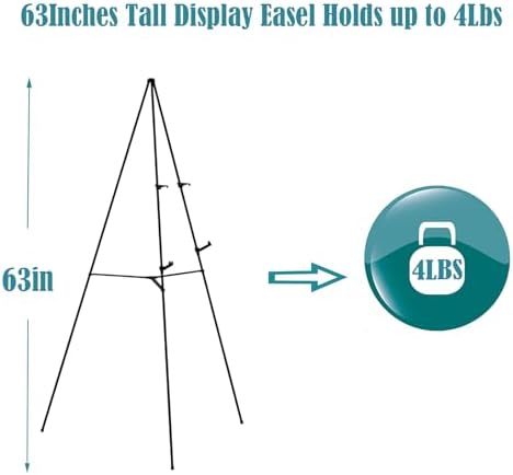 JIUYE 63" Instant Easels Stand for Wedding Sign & Posters,Adjustable Metal Easels for Display Painting Canvas,Folding Tripod with Portable Bag by JoyYeux,Black 3Pack - Image 3