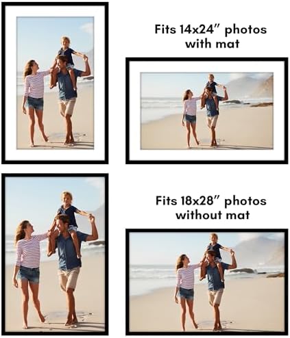 Americanflat 18x28 Poster Frame 5-Pack - Matted to 14x24 - Black - Image 4